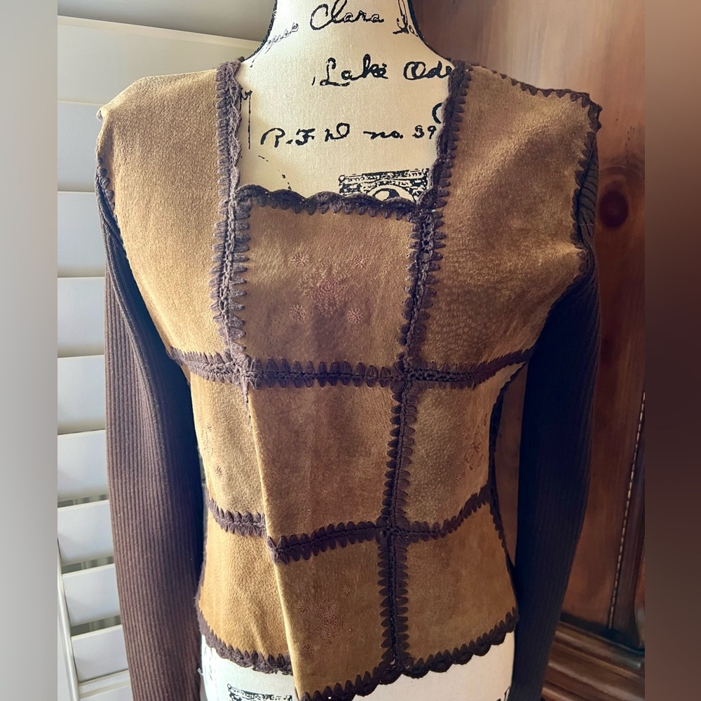 Clio Brown Knit Sweater Leather
